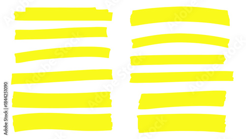 Abstract arrangement of yellow curved shapes on a solid black background