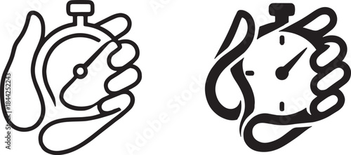 Set of hand holding Stopwatch logo