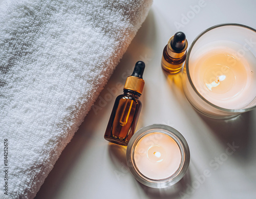 Isolated white medical bottle with cosmetic cream, health liquid, and pill capsules for beauty care