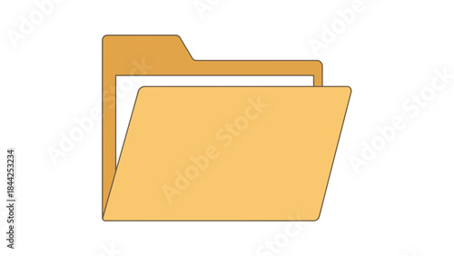 A simple and clean icon representing an open manila folder with a white background