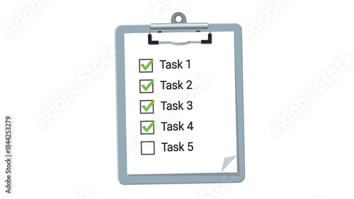 A digital illustration of a clipboard with a checklist showing tasks completed and one remaining