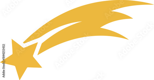 Stylized golden shooting star illustration against a white background