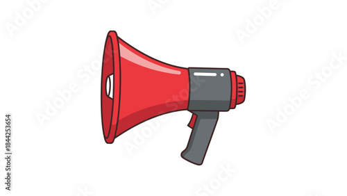 Vibrant red megaphone graphic illustration for communication and announcements
