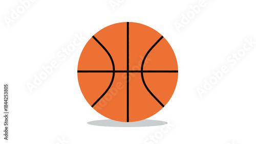 Classic orange basketball with black lines and a subtle shadow on a white background