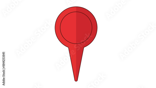 A stylized minimalist red map pin graphic representation of location or destination