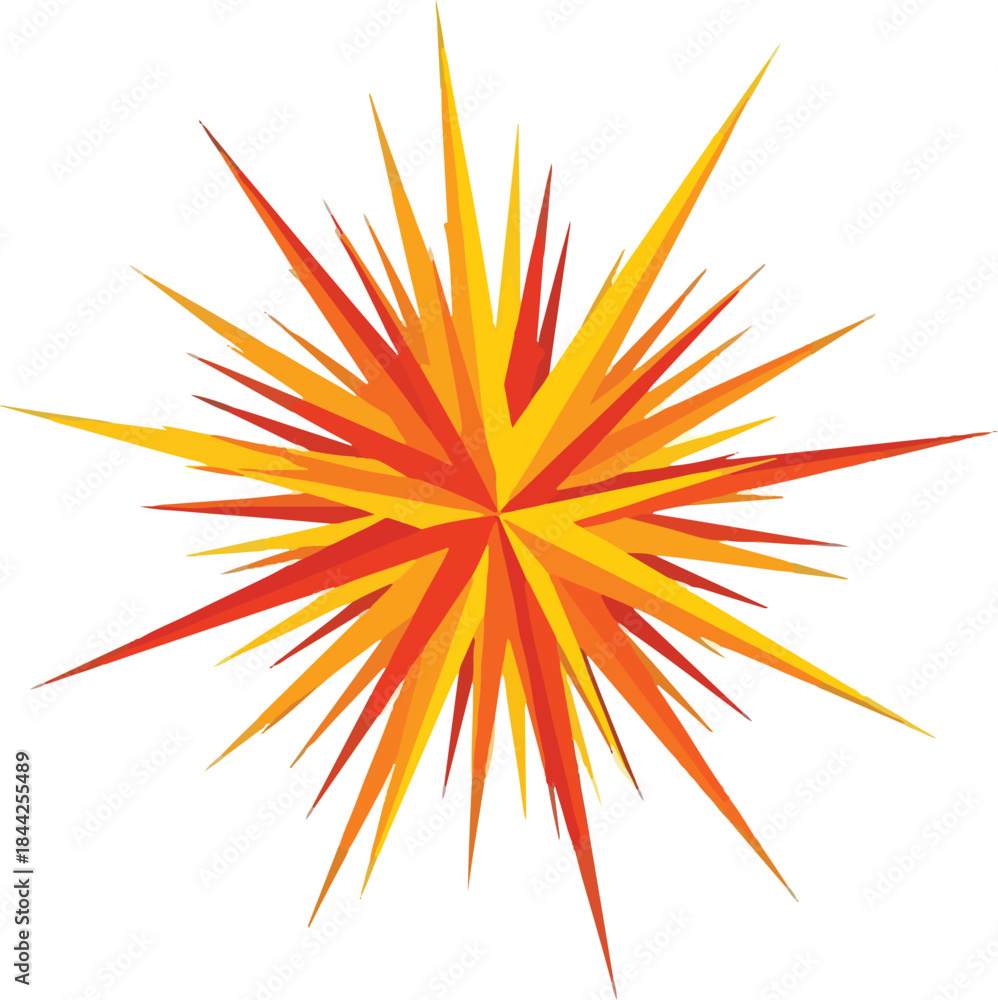 Obraz premium Stylized orange and yellow starburst or explosion shape on white background