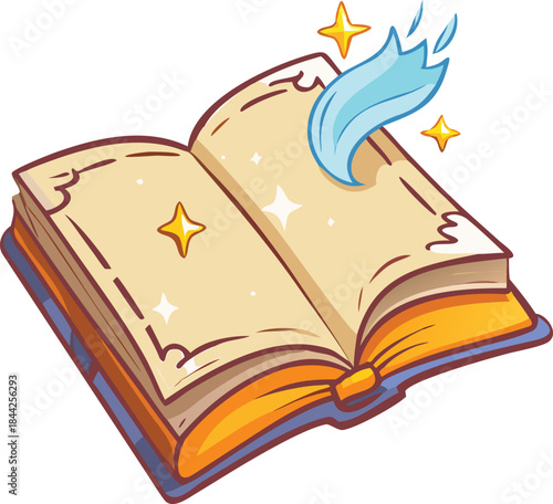 an open book with magical energy emanating from its pages a whimsical illustration