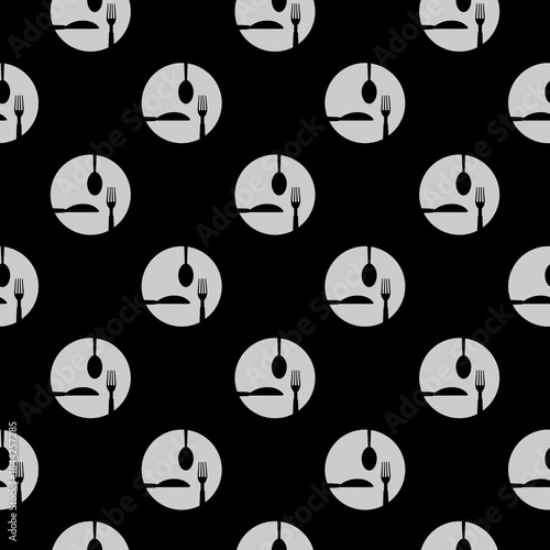 Food logo seamless pattern isolated on black background