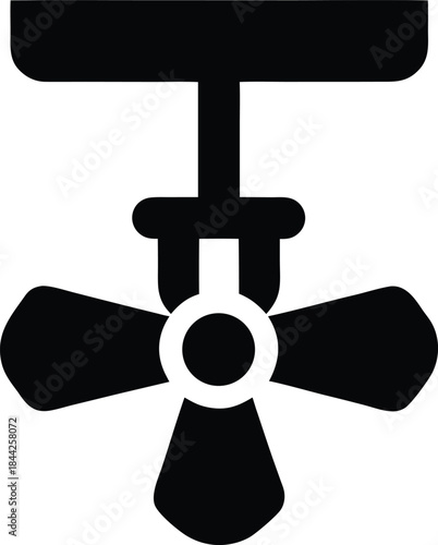ceiling fan icon silhouette vector on transparent background
