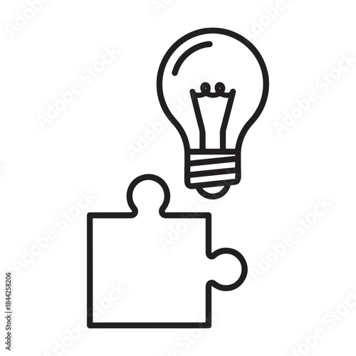 An illustration of a light bulb and puzzle piece representing problem solving and innovation