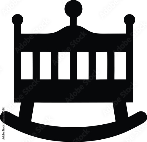 crib icon silhouette vector on transparent background