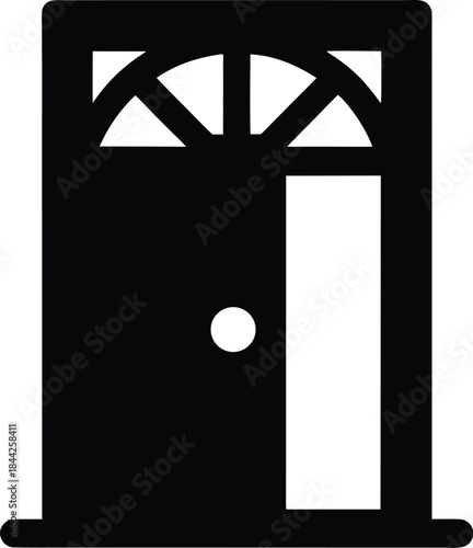 door icon silhouette vector on transparent background