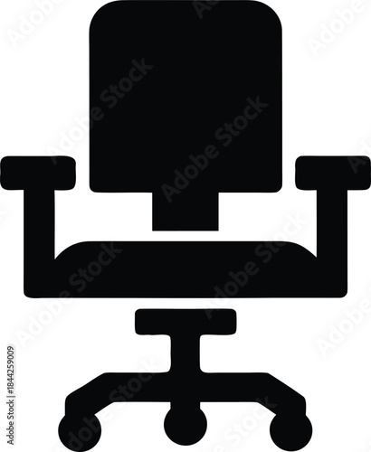 office chair icon silhouette vector on transparent background