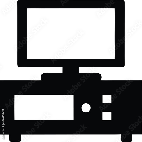 tv stand icon silhouette vector on transparent background
