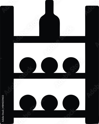 wine rack icon silhouette vector on transparent background