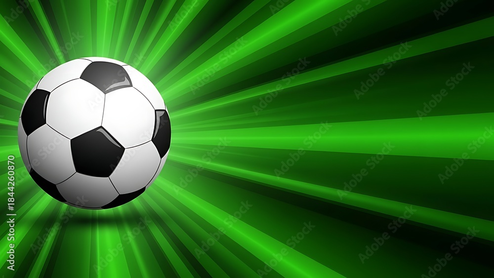 Naklejka premium Soccer ball with green radial background
