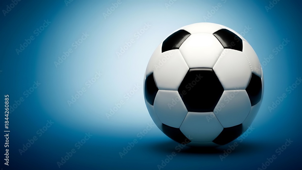 Naklejka premium A soccer ball on a blue background