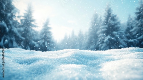 Wallpaper Mural Christmas tree with white snowdrift,snowflakes,snow land,podium with bauble,Christmas theme stage podium mock up for product placement,Happy New Year. Celebrate party,Xmas Poster,web banner,festive. Torontodigital.ca