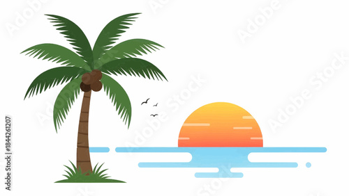 Palm Tree Sunset Vector