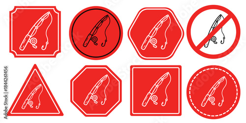 Fishing hook icons in various shapes and symbols