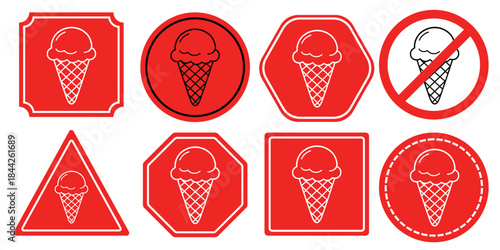 Ice cream cone icons collection for signs and labels