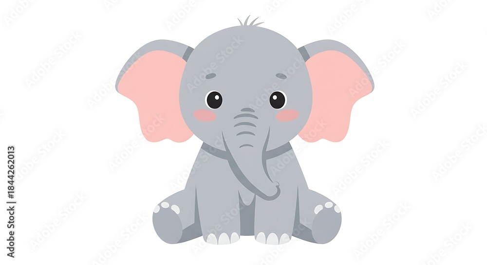 Naklejka premium Adorable cartoon baby elephant illustration, perfect for children's themes and whimsical designs
