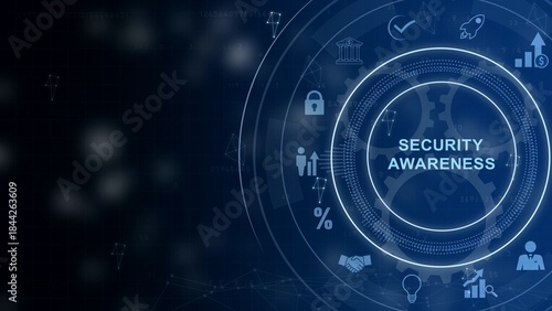 Inscription Security Awareness. Information Security Skills Management Service. 3d illustration