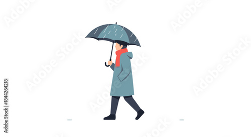Person walking with umbrella illustration embodying solitude in digital art style