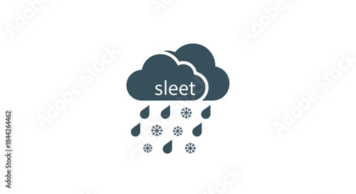 Stylized meteorological icon showing sleet weather conditions with rain and snow falling from a
