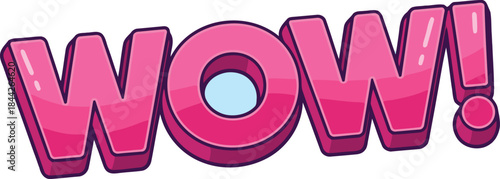 A dynamic pink cartoon wow exclamation bringing an incredible feeling of joy and amazement