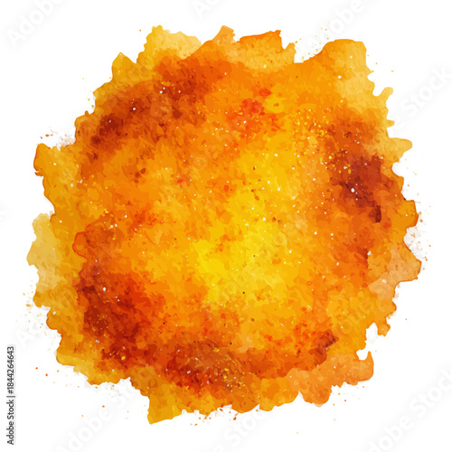 Watercolor vector illustration of Solar Flare, isolated on white background.