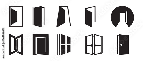 Doors and Windows Architectural Elements Vector Set
