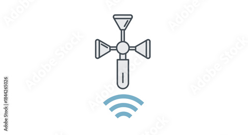 Stylized wind speed monitoring icon with modern technology connection interface element