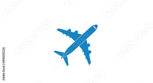 Aviation illustration featuring a blue commercial airplane on a clean white background ready for