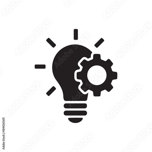 Minimal light bulb with filament silhouette vector illustration with white background for creative idea concept