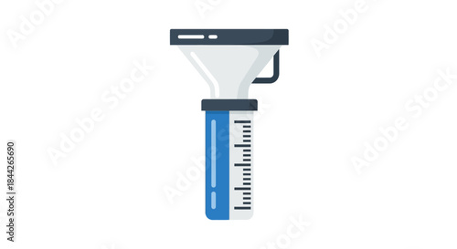 Illustration of a chemical funnel placed on top of a test tube with measuring scale laboratory