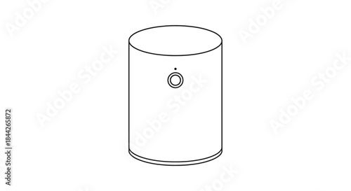 Minimalist line drawing of a modern smart speaker with simplified details and clean aesthetic