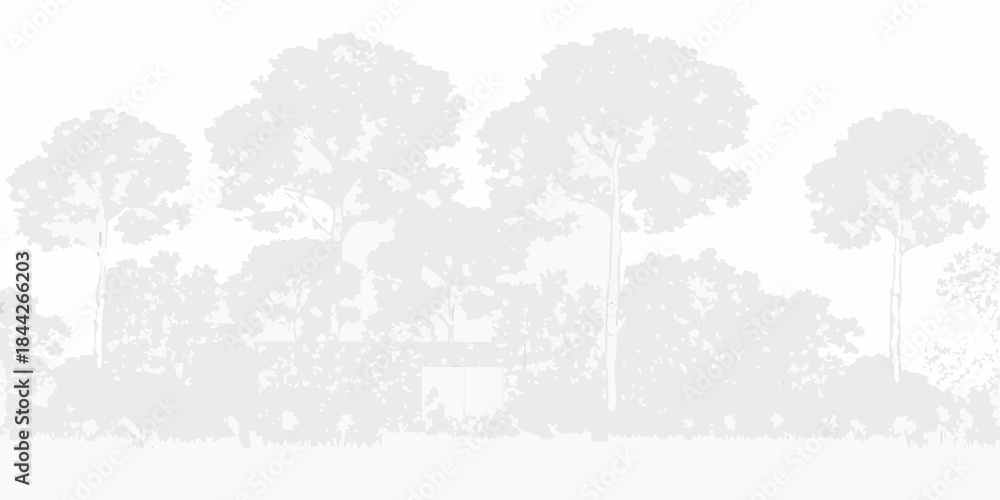 Obraz premium A grayscale silhouette of trees and a building against a plain background