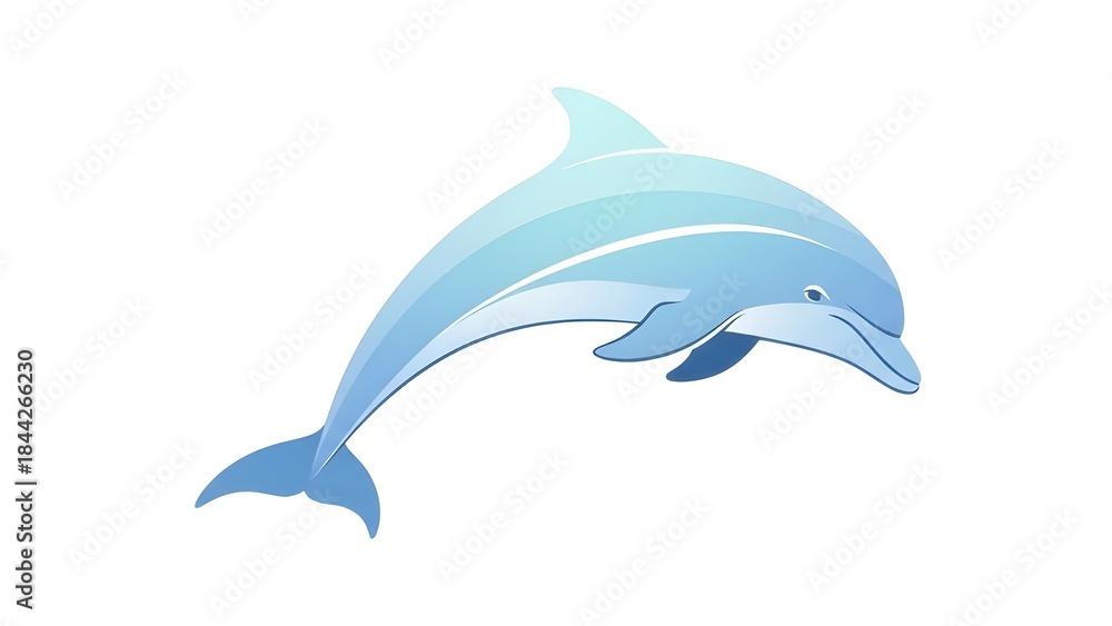 Fototapeta premium Light Blue Dolphin Jumps Isolated Vector Graphic
