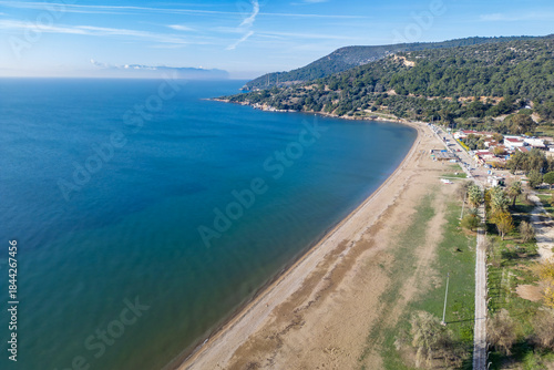 Fototapeta Naklejka Na Ścianę i Meble -  The Ahmetbeyli Beach in Izmir District of Turkey