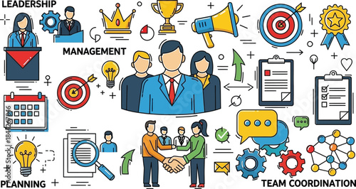 Business leadership and team coordination concepts