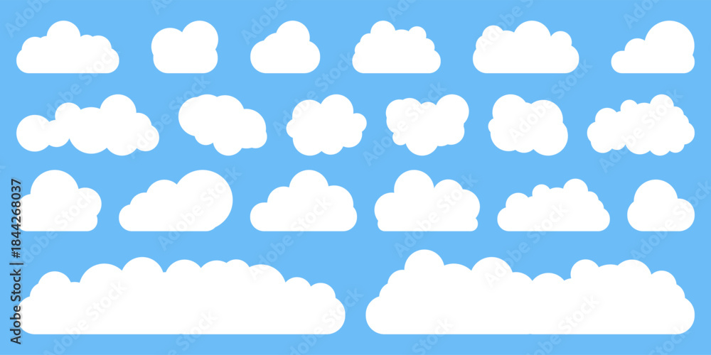 Fototapeta premium Simple Flat Cloud Icon Set for Web Design