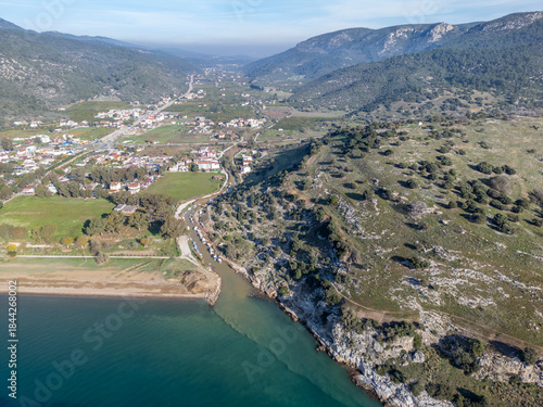 Fototapeta Naklejka Na Ścianę i Meble -  The Ahmetbeyli Beach in Izmir District of Turkey