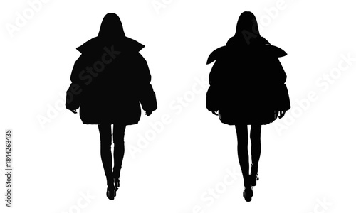 Winter comfort concept silhouette set