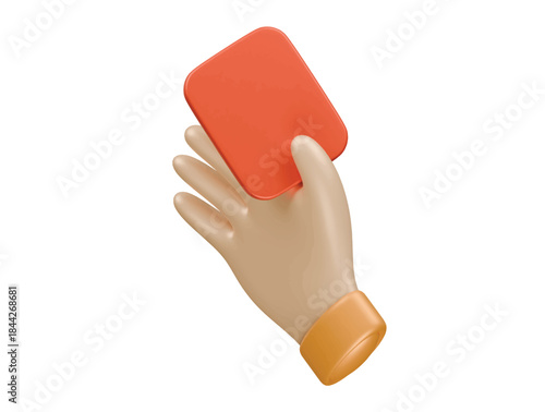 hand holding red card icon 3d illustration render