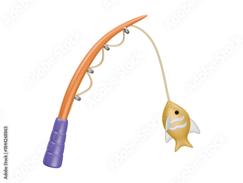 fishing with rod icon 3d illustration render