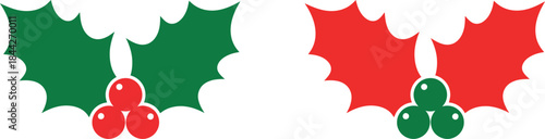 Vector illustration of red and green hot chili peppers with festive holiday design elements on a clean background