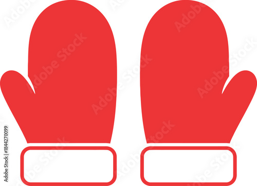 Pair of red christmas mittens icon