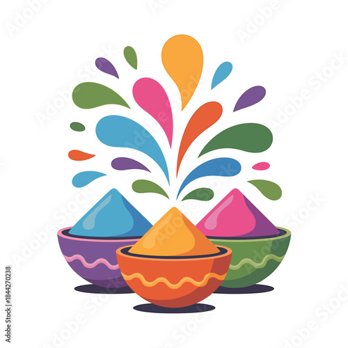 Colorful powder piles and splash illustration a vibrant festive design