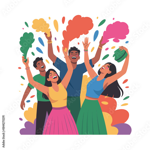 Celebrating with vibrant colors joyful people enjoying a festive holi celebration